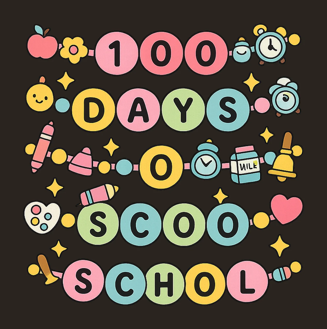 100 Days Of School Bracelet Shirt Teacher Outfit Design contrast preview thumbnail