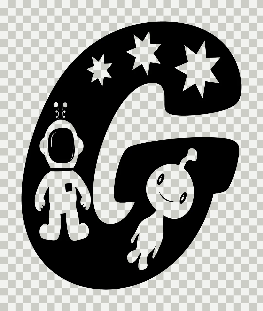 Space G Letter With Astronaut transparency and detail preview thumbnail