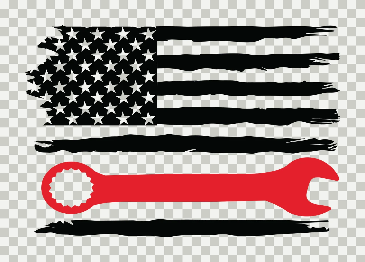 Flag A Wrench Silhouette On Distressed Stripes placed stars transparency and detail preview thumbnail