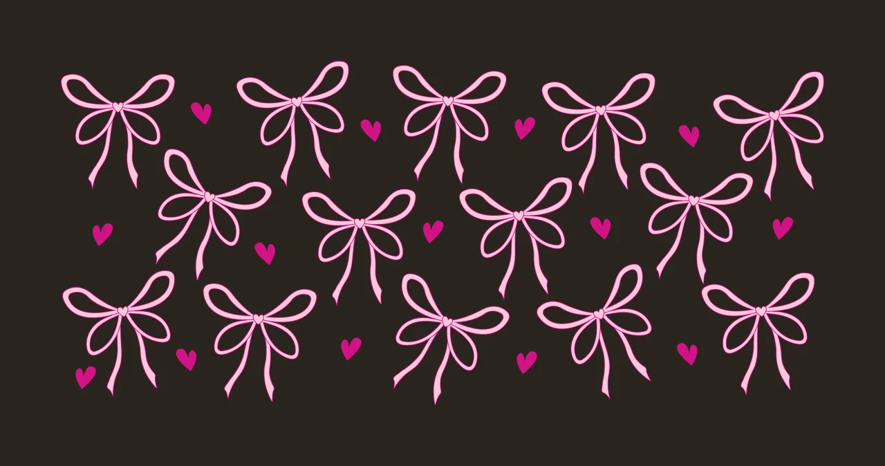 Can Glass Wrap Bow And Heart Pattern Border Bows hearts Hand drawn contrast preview thumbnail
