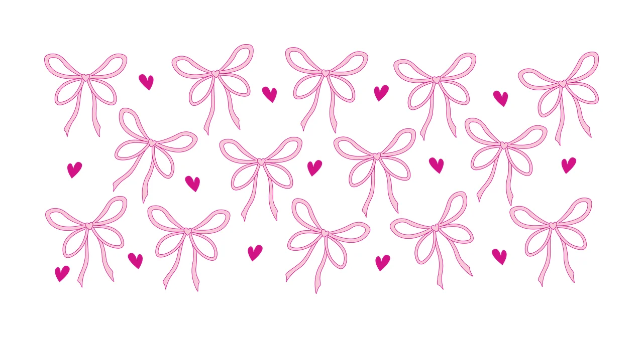 Can Glass Wrap Bow And Heart Pattern Border Bows hearts Hand drawn
