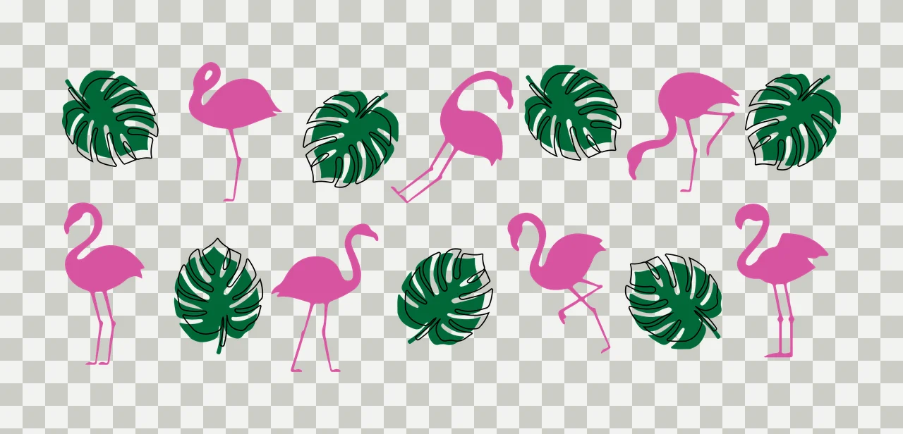 Can Glass Wrap Flamingos And Tropical Leaves Collection standing transparency and detail preview thumbnail