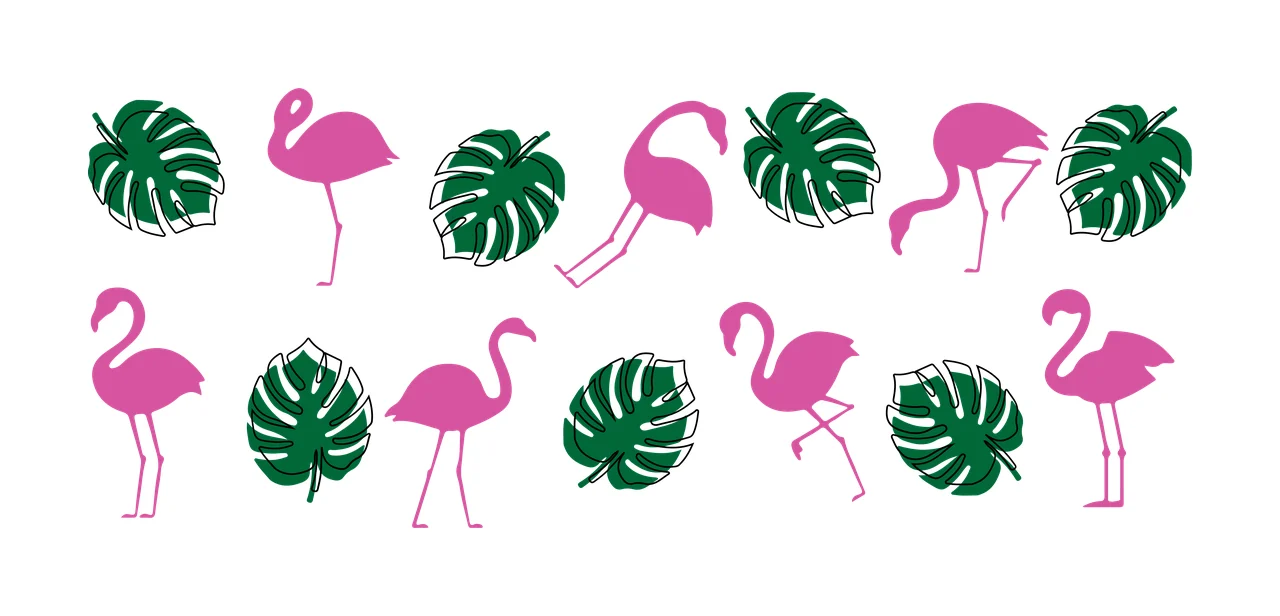 Can Glass Wrap Flamingos And Tropical Leaves Collection standing