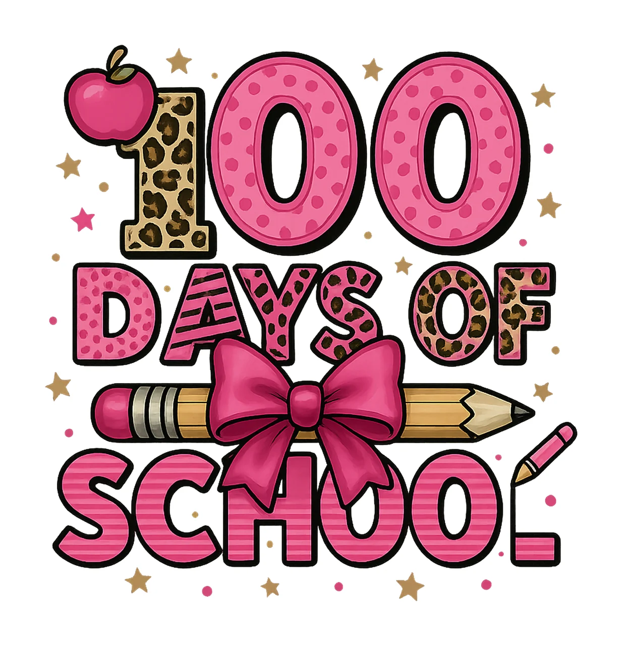 Coquette 100 Days Of School Preppy Pink Bow Design 100 Days