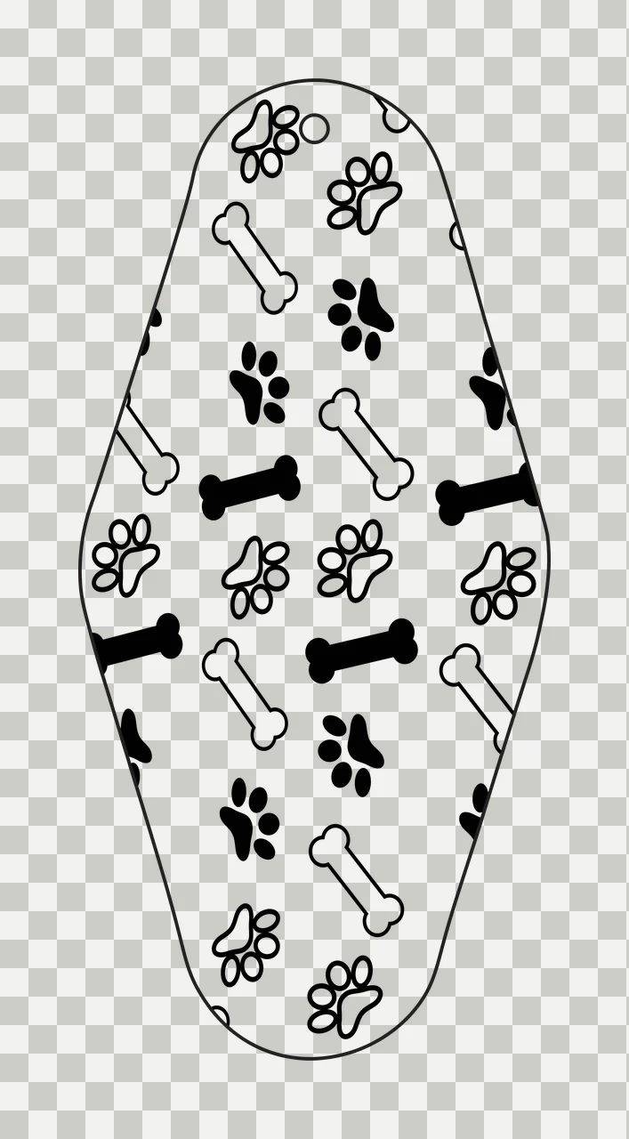 Classic Motel Keychain Paw Prints And Bones Pattern scattered transparency and detail preview thumbnail