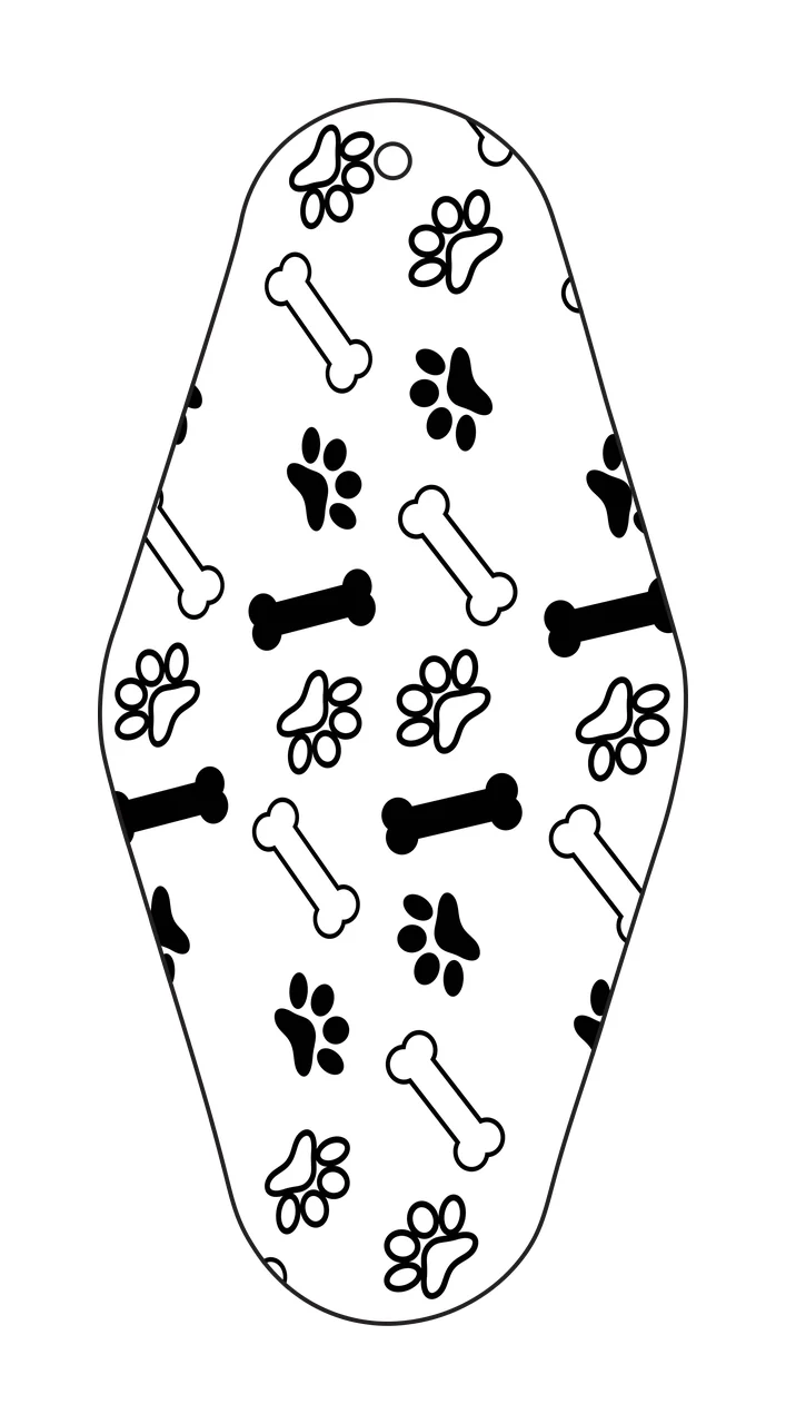 Classic Motel Keychain Paw Prints And Bones Pattern scattered