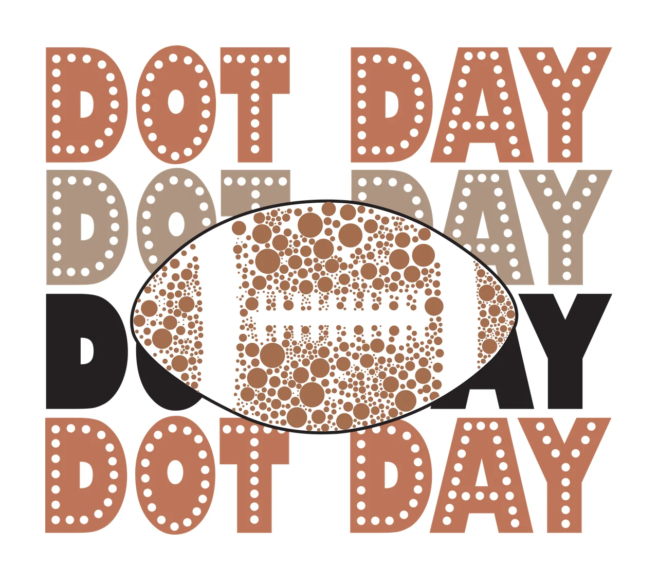 Dot Day Text With Center Blockage oval dots black white letters