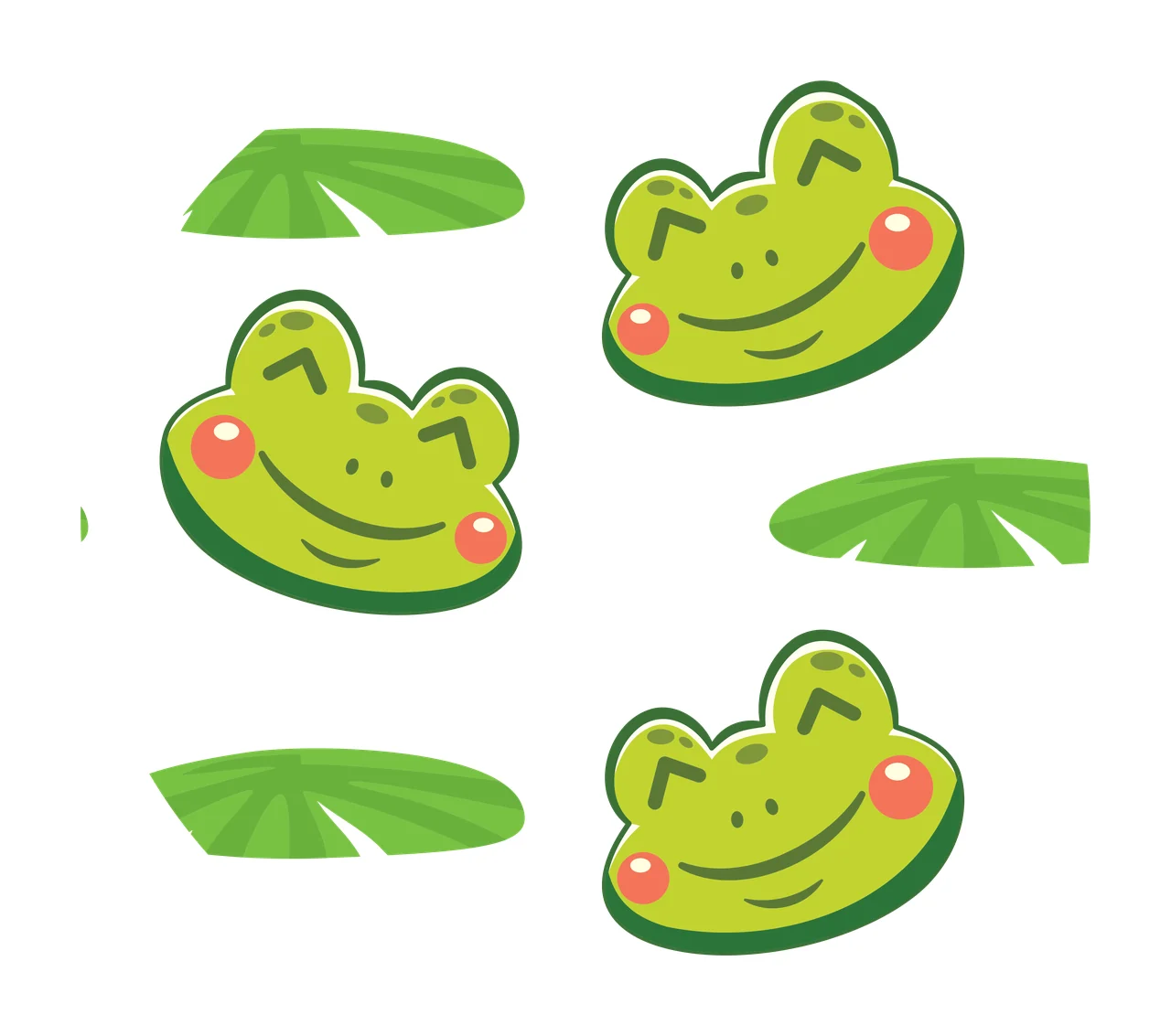 Keychain Frog Heads And Lily Pads Pattern frogs circles linear