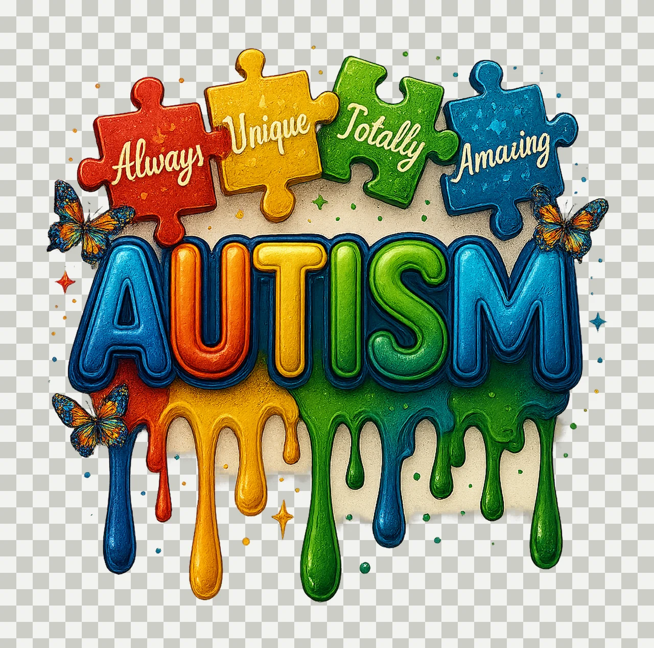 Autism Puzzle Autism Awareness Design Support Ribbon Artwork transparency and detail preview thumbnail