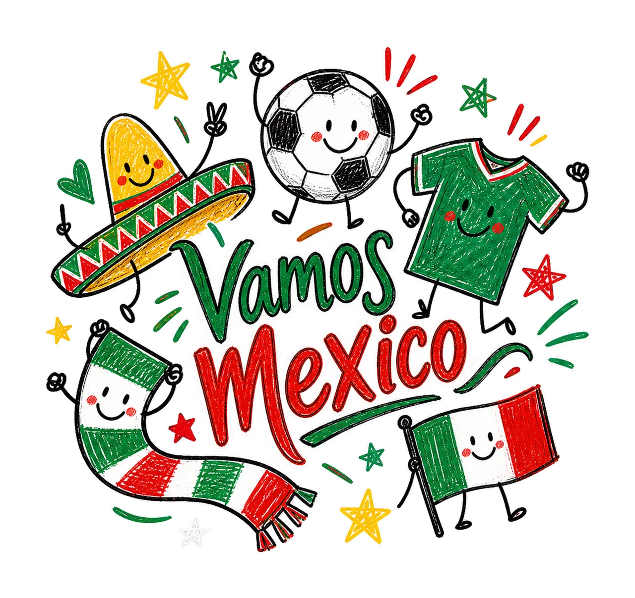 Mexico Soccer Doodle Fan sublimation instant Variation A