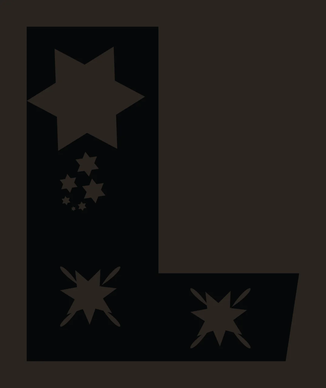 L Letter With Stars And Alphabet In Black contrast preview thumbnail