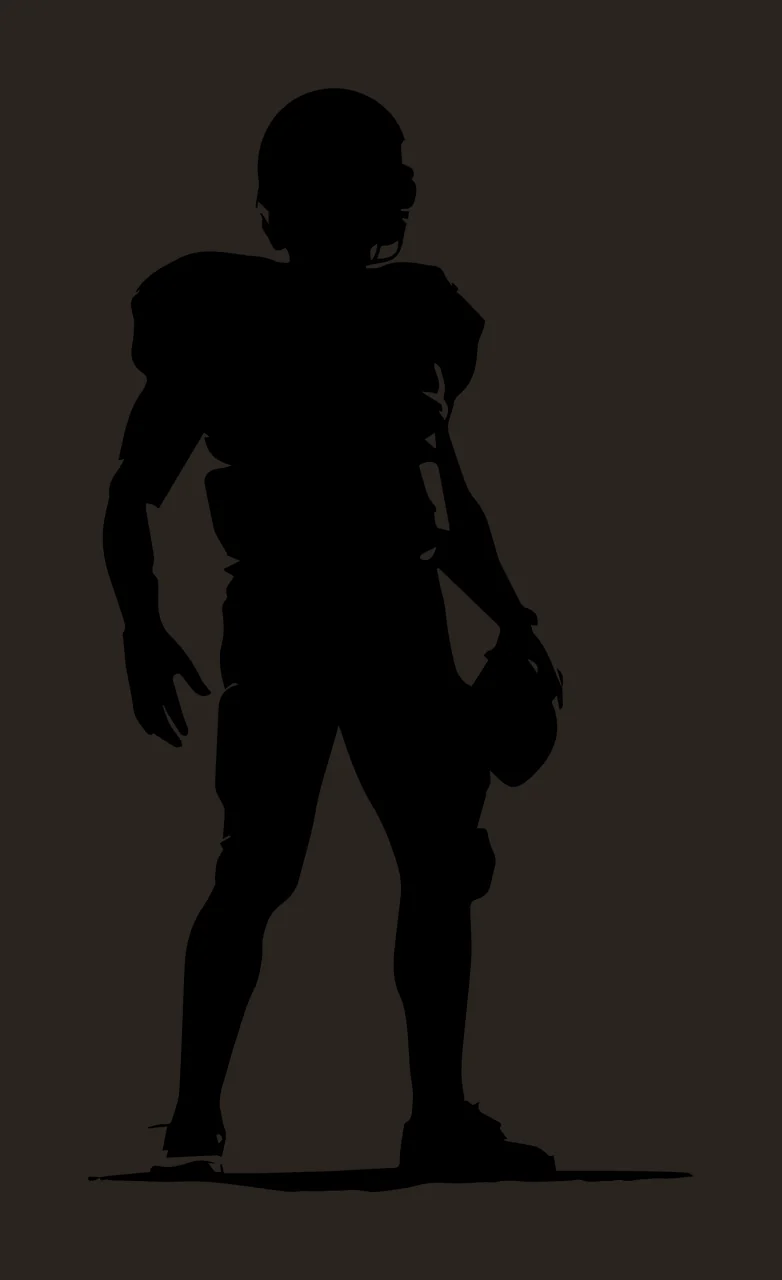 Silhouette Of A Standing Athlete Holding Sports Ball Helmet contrast preview thumbnail