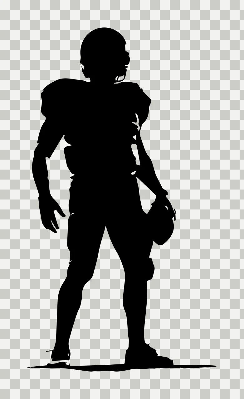 Silhouette Of A Standing Athlete Holding Sports Ball Helmet transparency and detail preview thumbnail