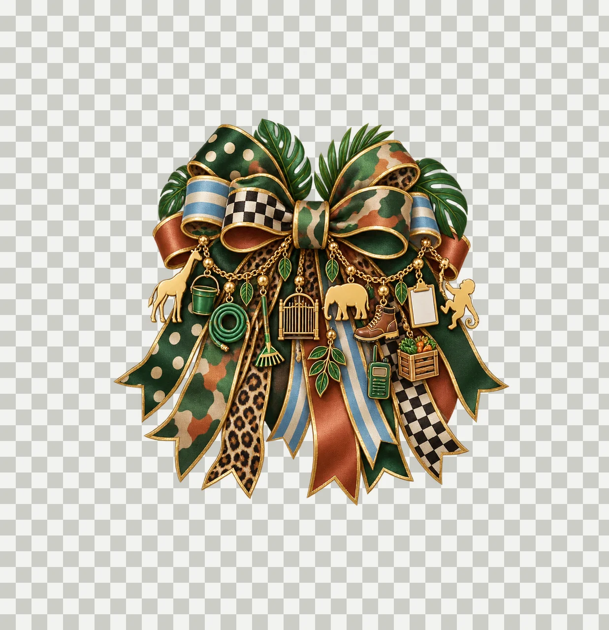 Zookeeper Bow Charm PNG, Gold Chain Charms, Transparent Sublimation Design, Digital Download transparency and detail preview thumbnail