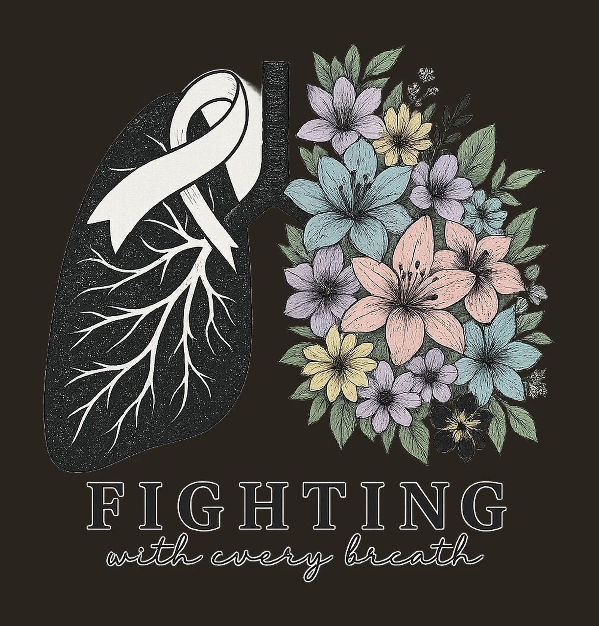 Floral Lungs Floral Lungs Design Nurse Sublimation Design contrast preview thumbnail