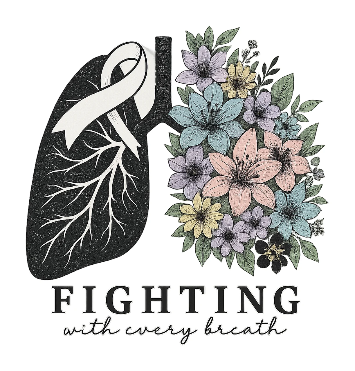 Floral Lungs Floral Lungs Design Nurse Sublimation Design