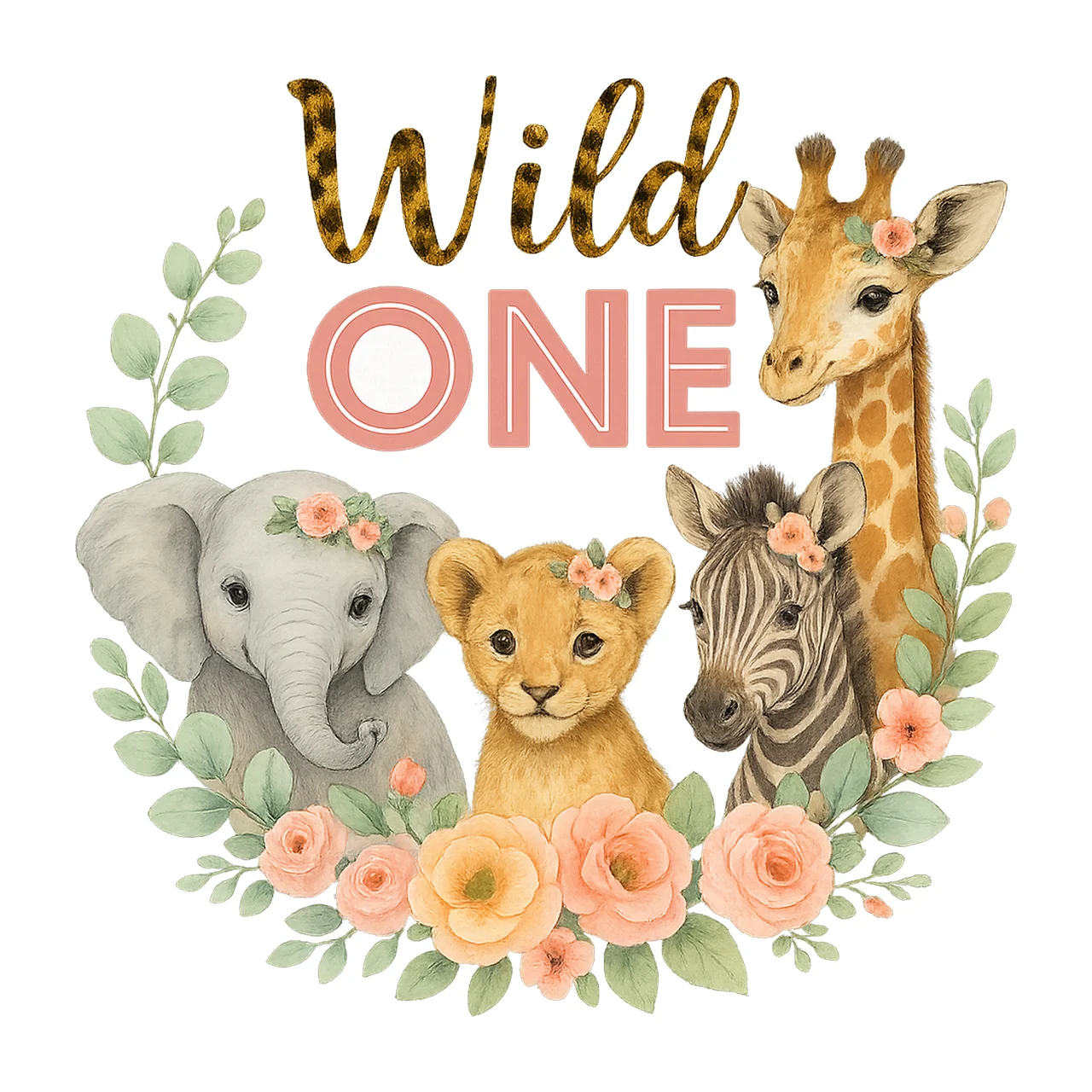 Girls Wild One Jungle Animals Safari Theme Birthday Pink