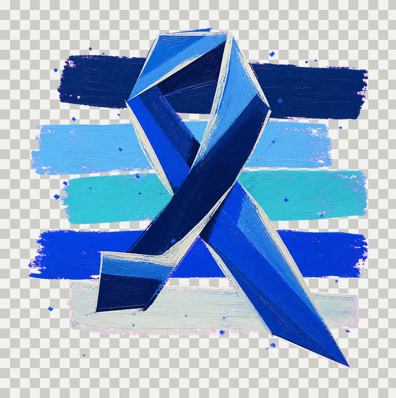 Blue Diabetes Awareness Ribbon Brush Stripes Variation A transparency and detail preview thumbnail