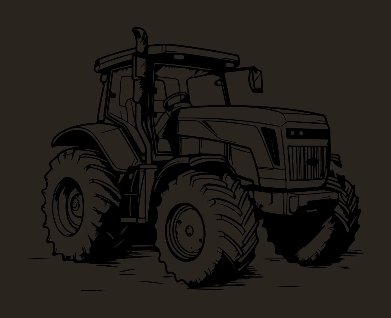 Heavy Agricultural Tractor Graphic Silhouette stationary large wheels contrast preview thumbnail