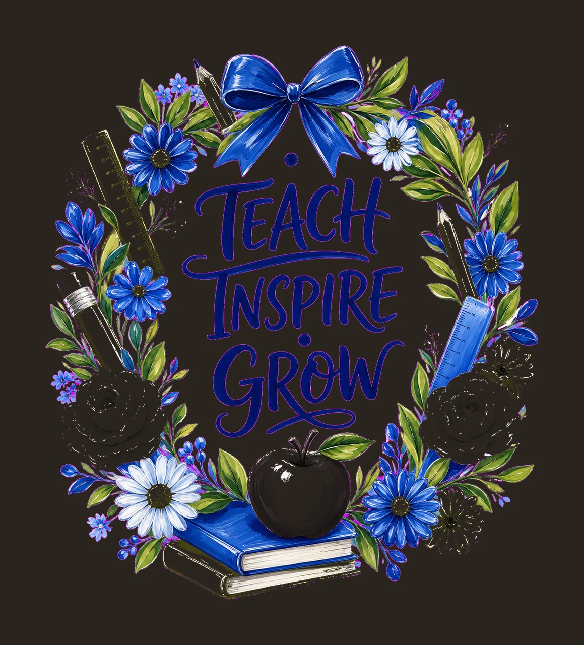 Floral Teacher Pencil Coquette Back To School Variation C contrast preview thumbnail