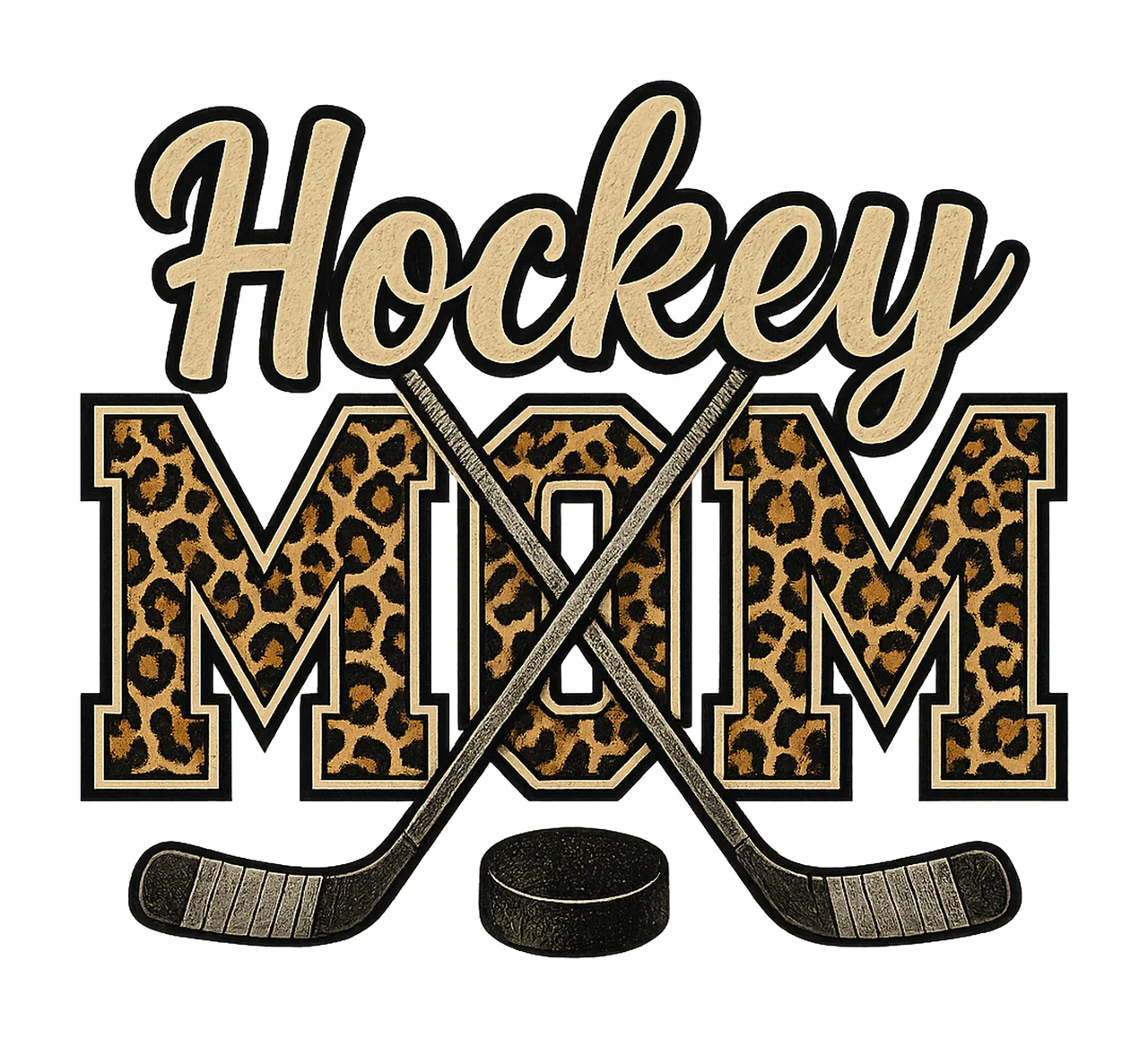 Hockey Mom Image Ice Hockey Leopard Design Sublimation