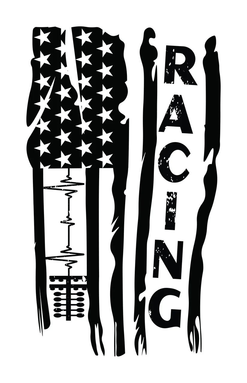 Heart Flag Racing Distressed With Monitor display line stripes