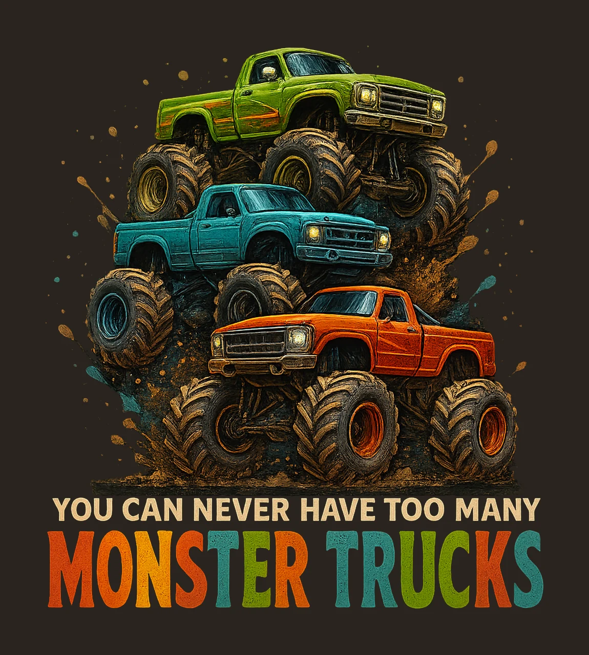 Too Many Monster Trucks Offroad Trucks Sublimation Dirt contrast preview thumbnail