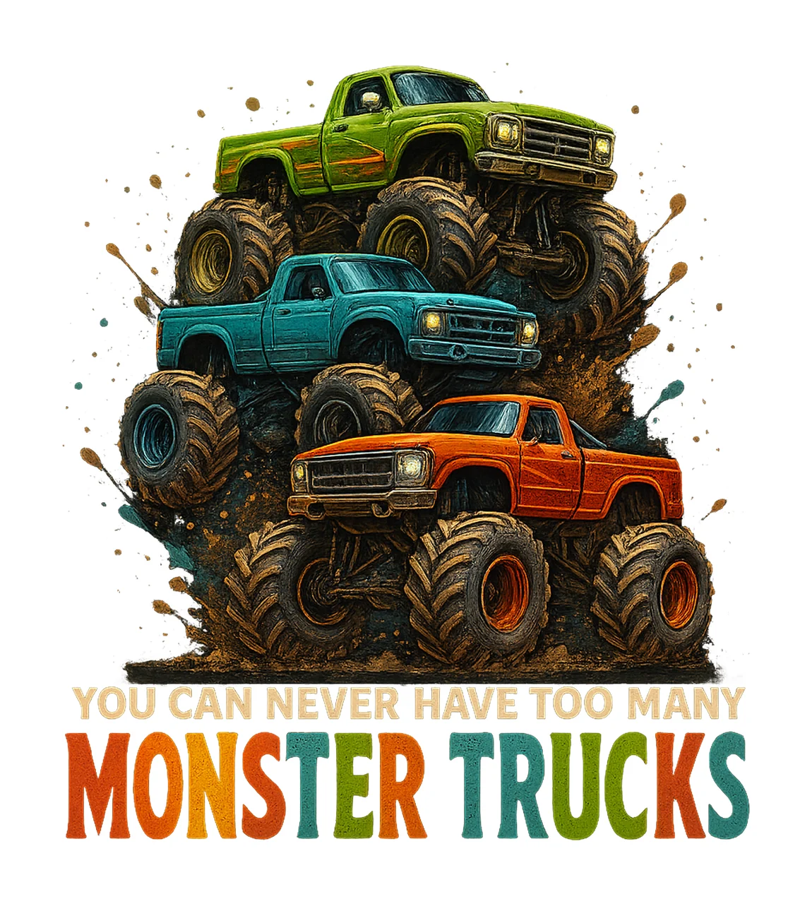 Too Many Monster Trucks Offroad Trucks Sublimation Dirt
