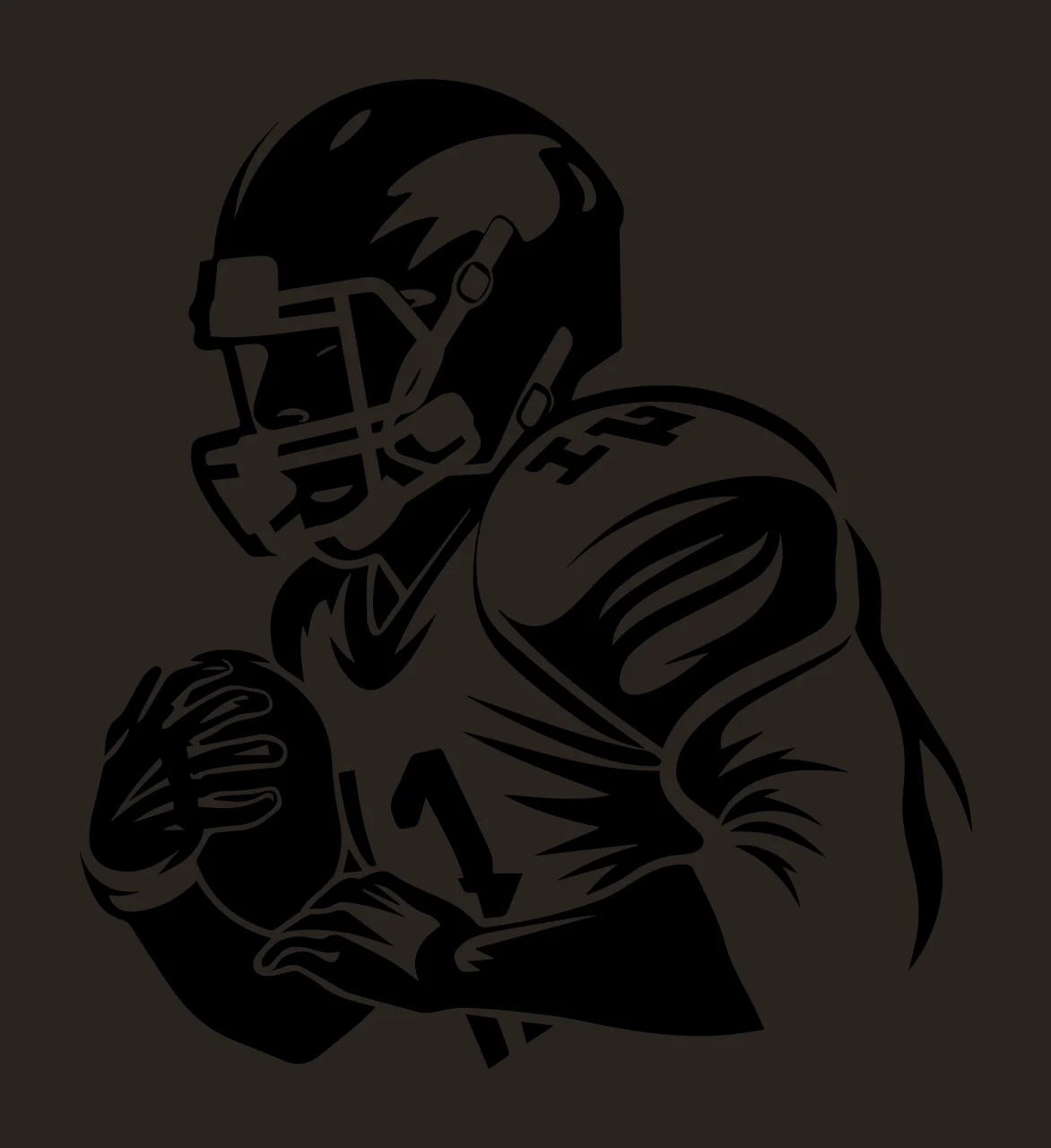 Football Player 1 Holding Ball Silhouette helmet jersey black contrast preview thumbnail