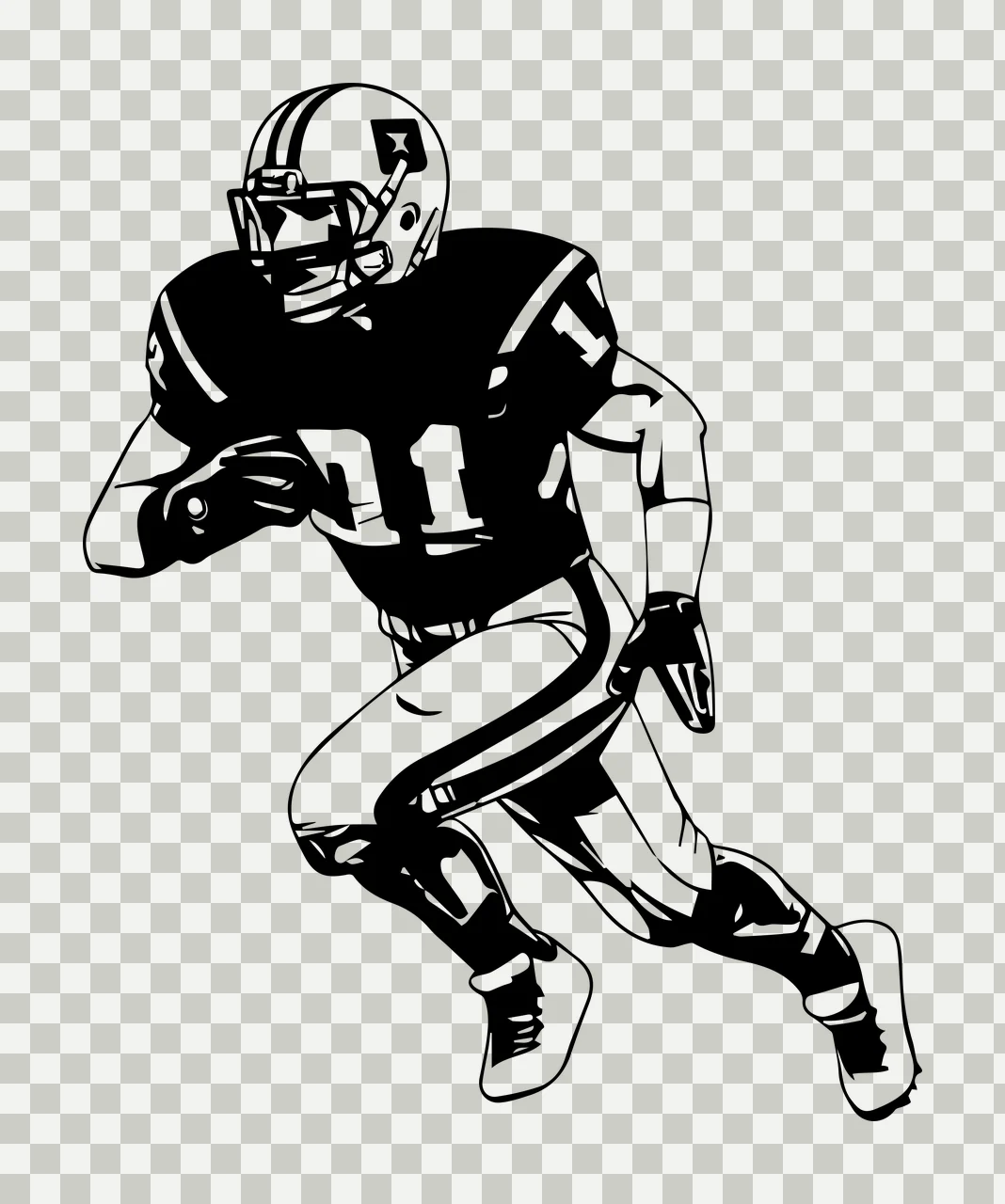 Football Player Running Silhouette Graphic helmet jersey pants transparency and detail preview thumbnail