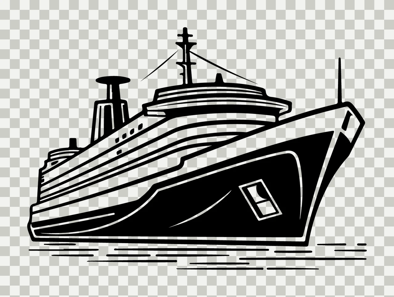 Ship Large Sailing Illustration Black White waves hull ocean transparency and detail preview thumbnail