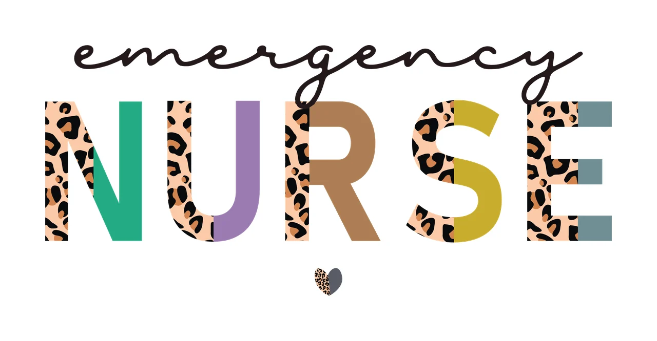 Emergency Nurse Typography With Heart Icon Text inscription