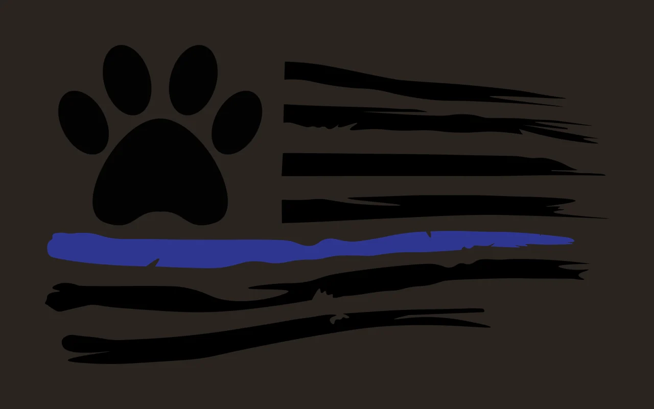 Keychain Paw Print Over Tattered Flag Stripes distressed black contrast preview thumbnail