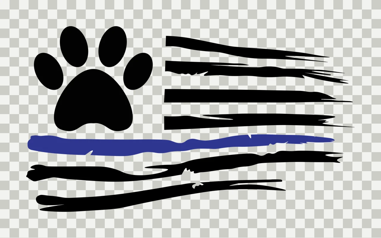 Keychain Paw Print Over Tattered Flag Stripes distressed black transparency and detail preview thumbnail