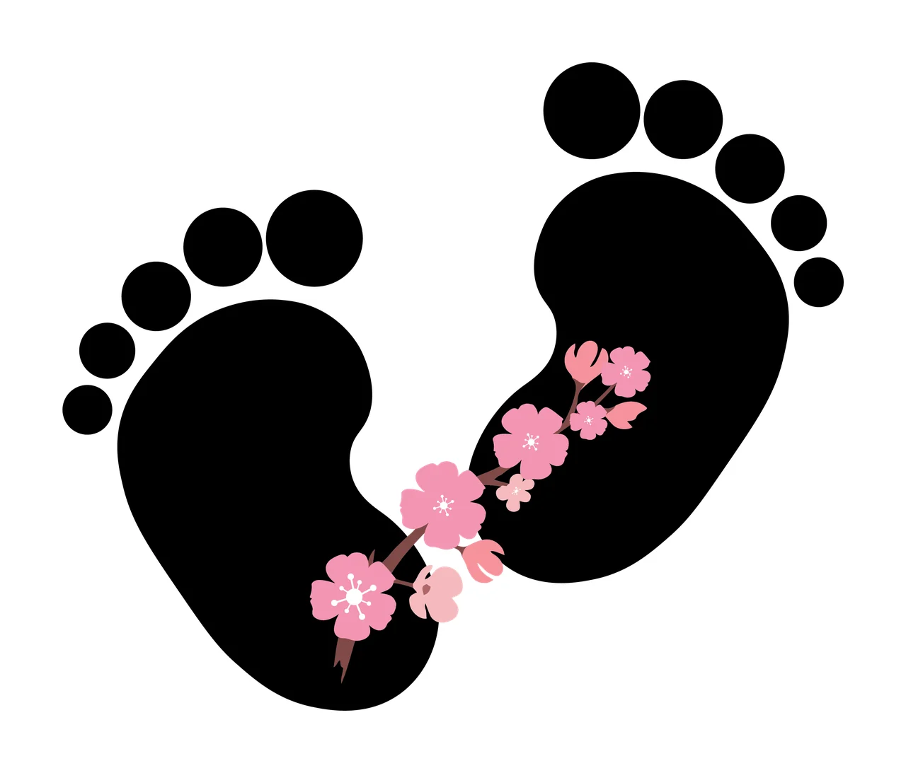 Baby Feet Footprints With Four Leaf Clover Step silhouette