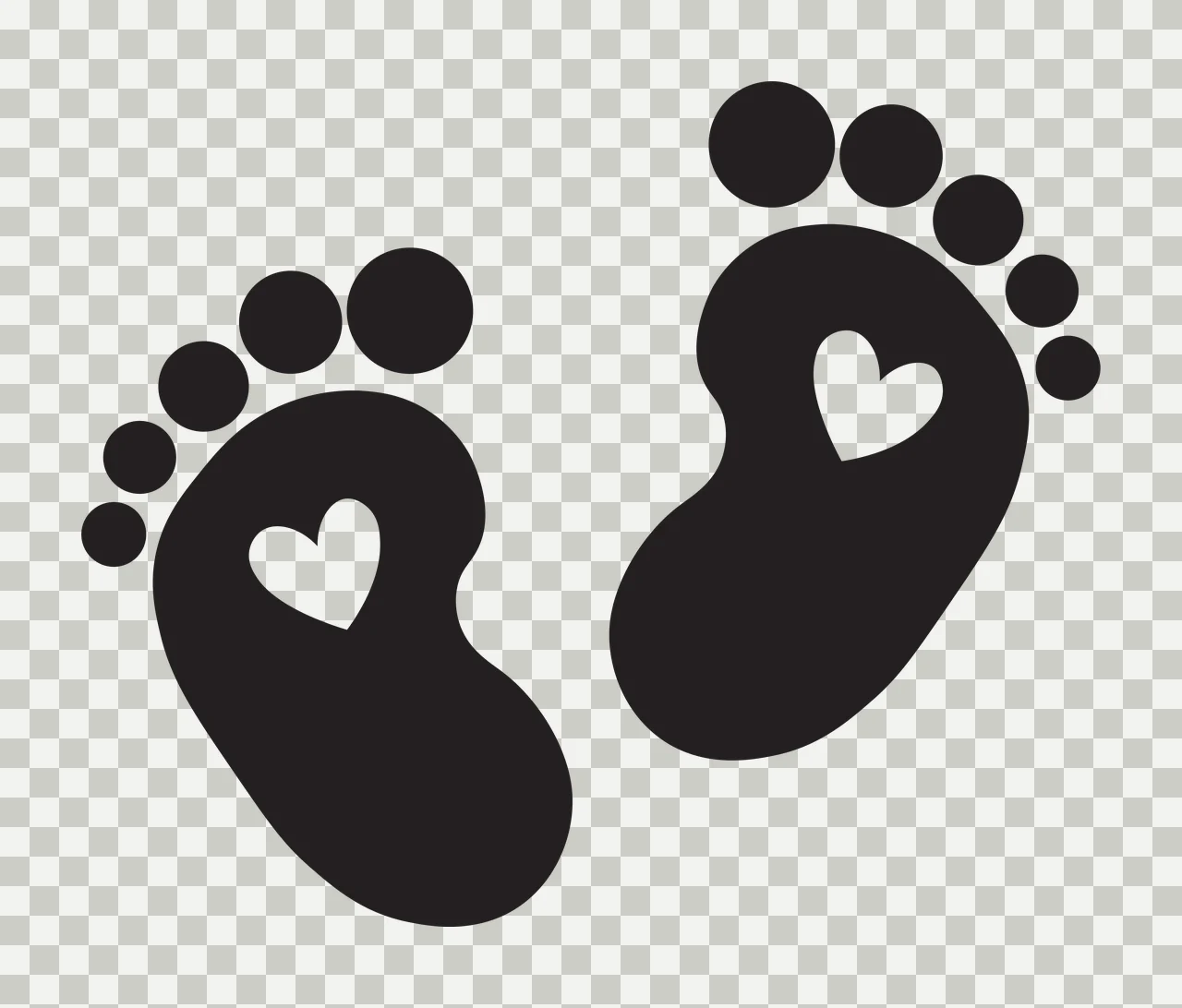 Feet Baby Footprints With Small Heart Cutouts hearts black transparency and detail preview thumbnail