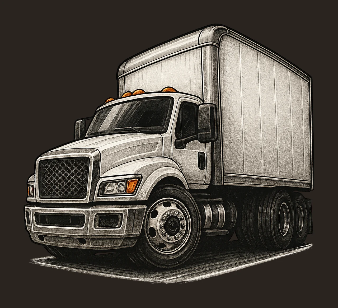 Box Truck Drawing Moving Company Logo Design Cartoon Truck contrast preview thumbnail