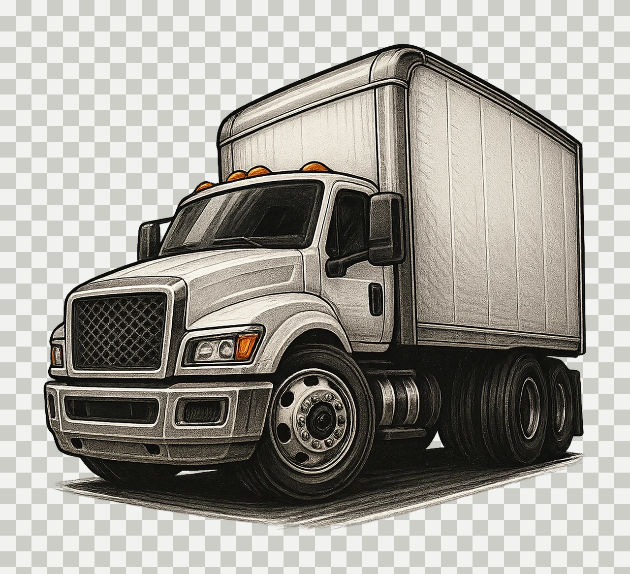 Box Truck Drawing Moving Company Logo Design Cartoon Truck transparency and detail preview thumbnail