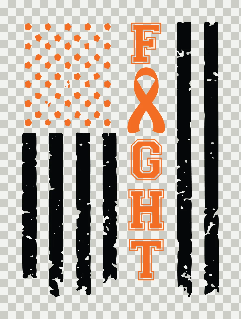 Fight Ribbon American Flag Grunge Print stripes stars distressed transparency and detail preview thumbnail