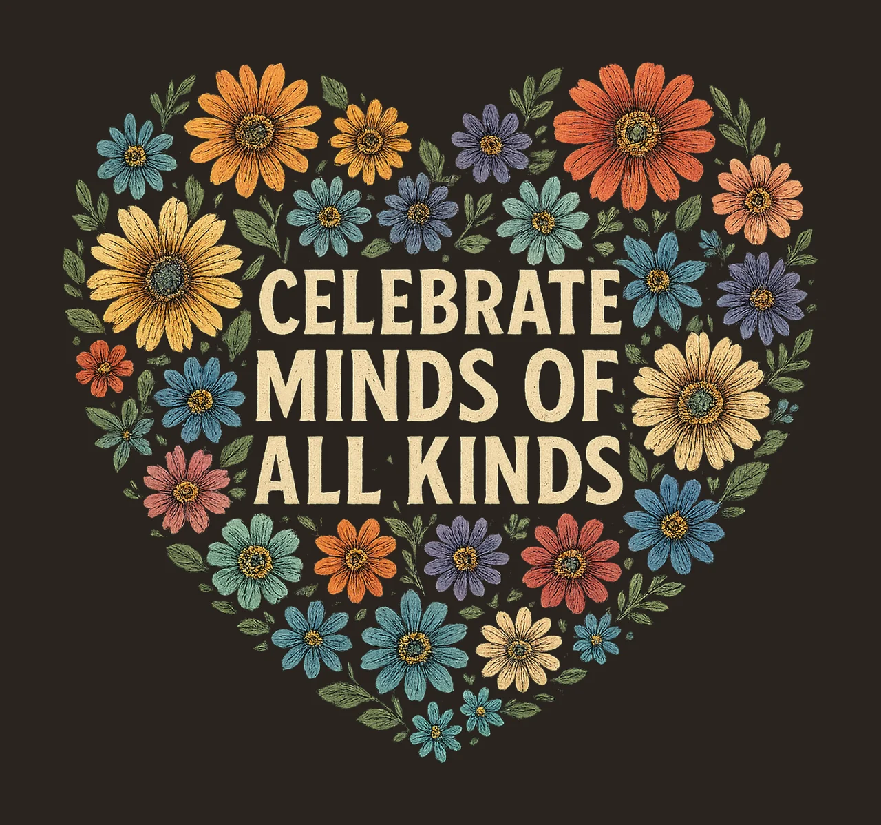 Floral Celebrate Minds of All Kinds Autism Awareness Design contrast preview thumbnail