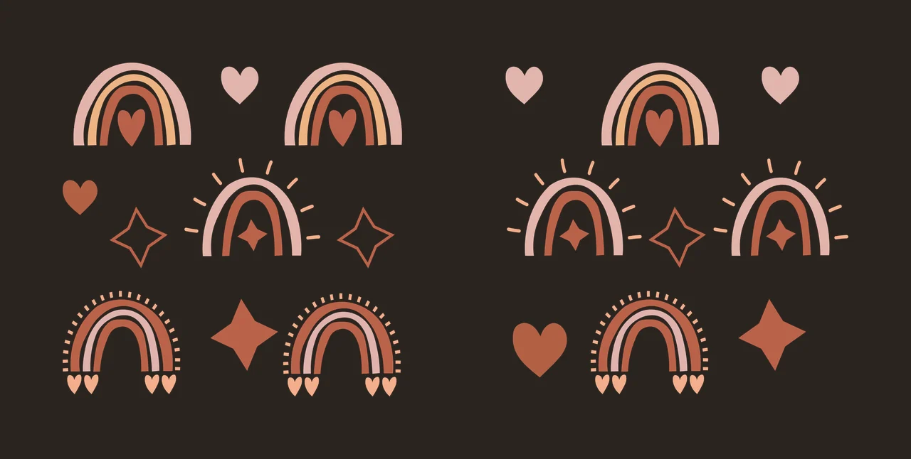 Rainbow Can Glass Wrap Black Outline Heart Star symbols pattern contrast preview thumbnail