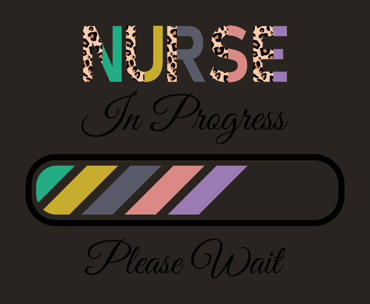 Nurse In Progress Text With Black Diagonal Striped loading bar contrast preview thumbnail