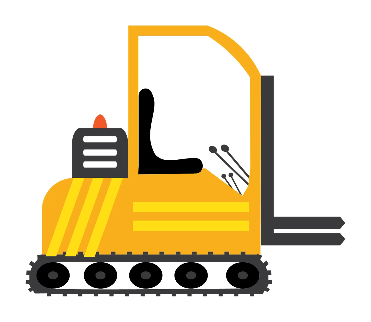 Construction Black Silhouette Of A Forklift With Heavy treads