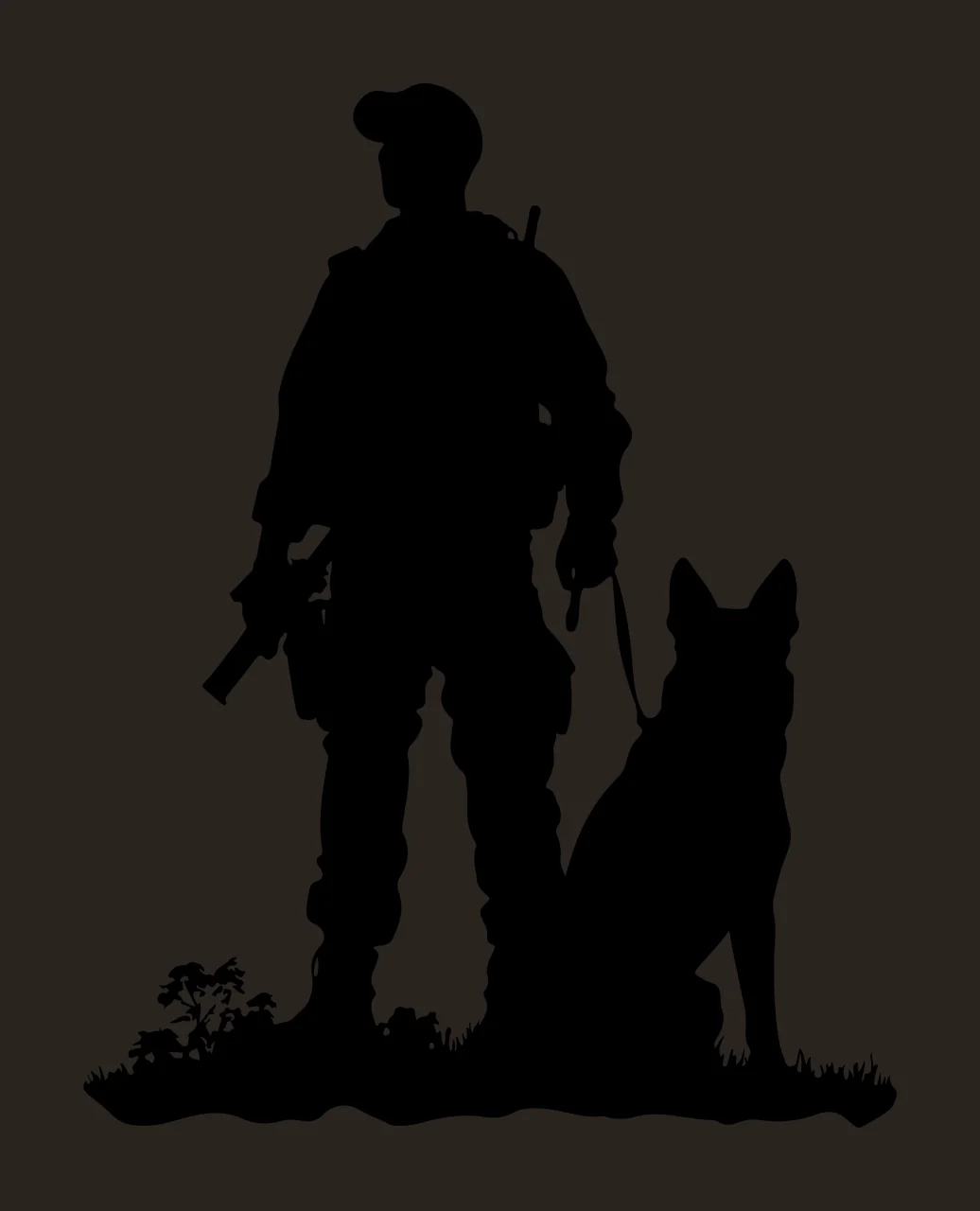 Dog Silhouette Of Standing Person and grass hat gear black contrast preview thumbnail