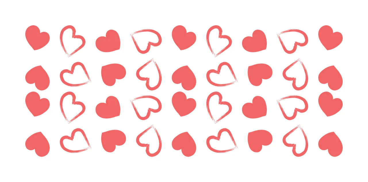 Can Glass Wrap Black Heart Shape Grid Pattern arranged flat