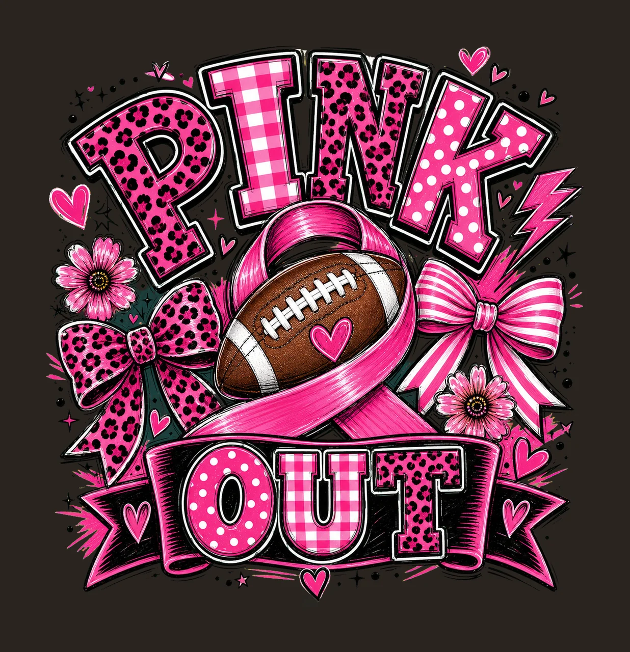 Pink Out Breast Cancer Football Breast Cancer Variation D contrast preview thumbnail