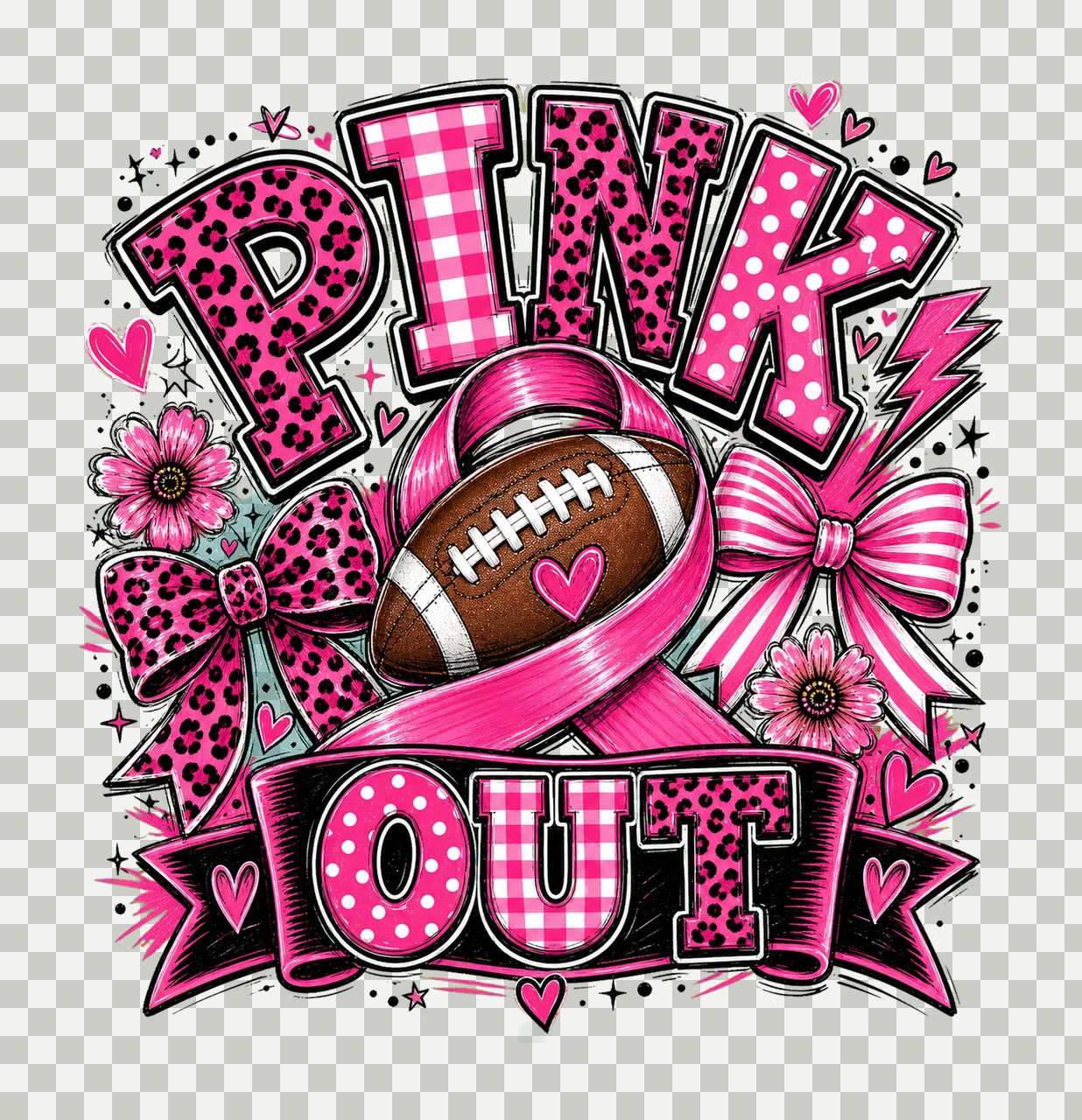 Pink Out Breast Cancer Football Breast Cancer Variation D transparency and detail preview thumbnail