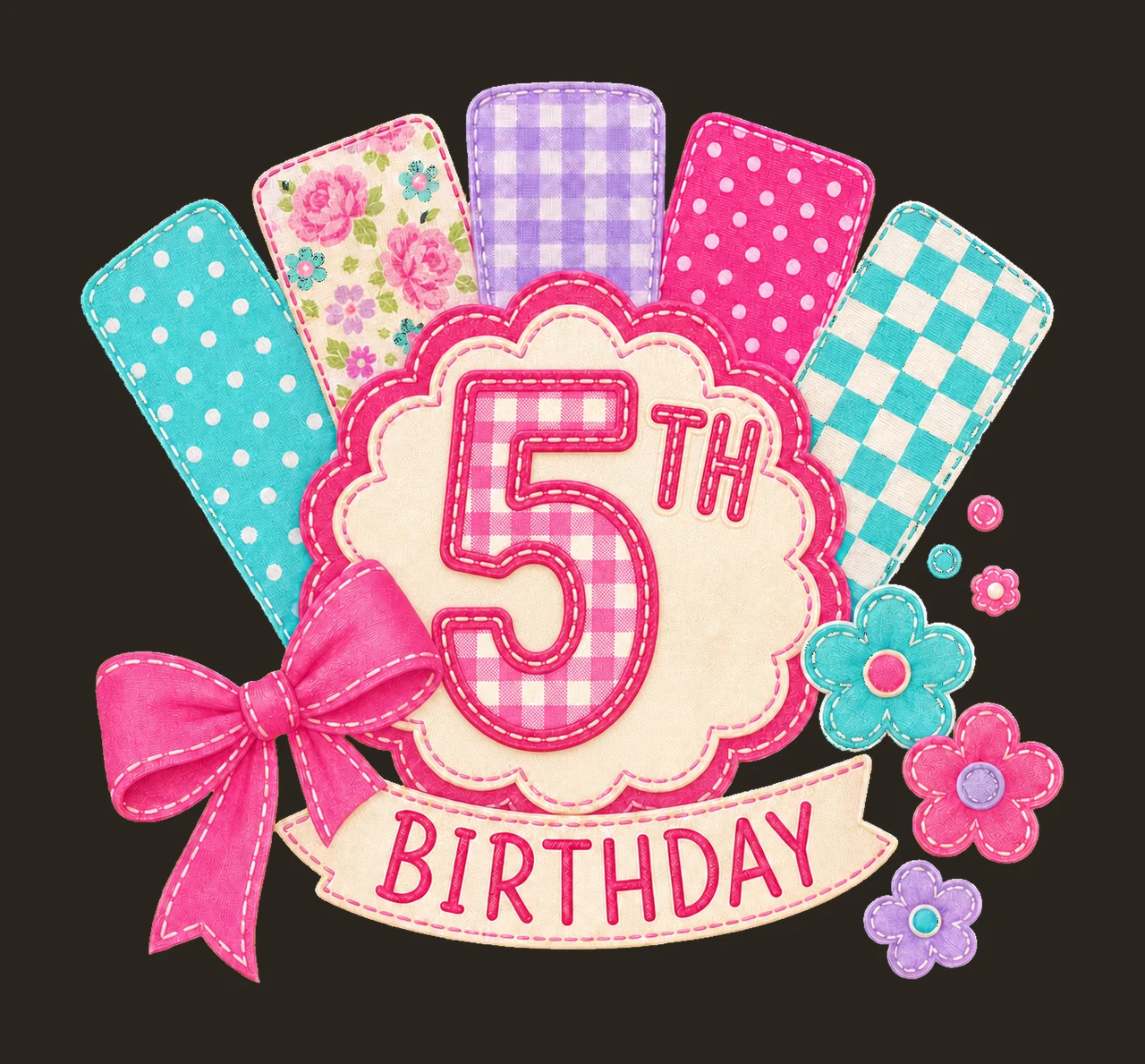 Preppy Patchwork Birthday age 05 contrast preview thumbnail