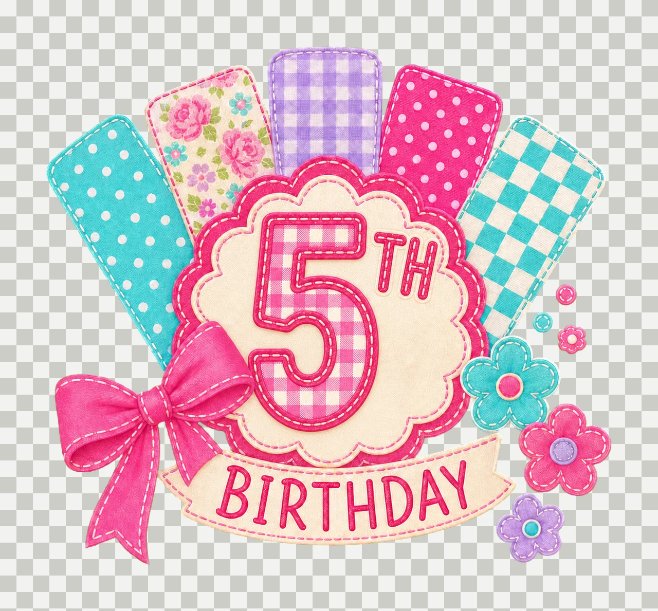 Preppy Patchwork Birthday age 05 transparency and detail preview thumbnail