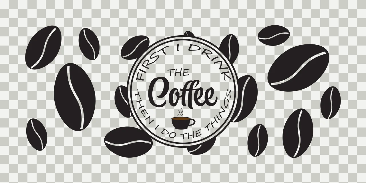 Can Glass Wrap Coffee Frame with Beans and Typography Surrounding a Circular Graphic Line Art transparency and detail preview thumbnail